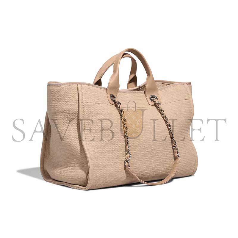 CHANEL DEAUVILLE MEDIUM CANVAS LAMB BEIGE AS4317 (39*30*22cm)